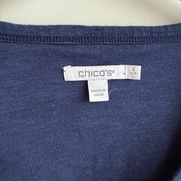 Chico’s Floral V-Neck 3/4 Sleeve Cotton Modal Top Spring Printed Bohemian Large - Picture 3 of 8